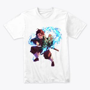 Tanjiro - Anime Character with Sword and Blue Flames