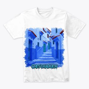 Chefchaouen Flow – Blue City Abstract Graffiti Tee