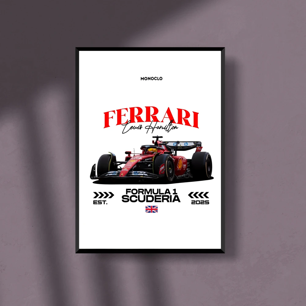 Lewis hamilton With Ferrari poster