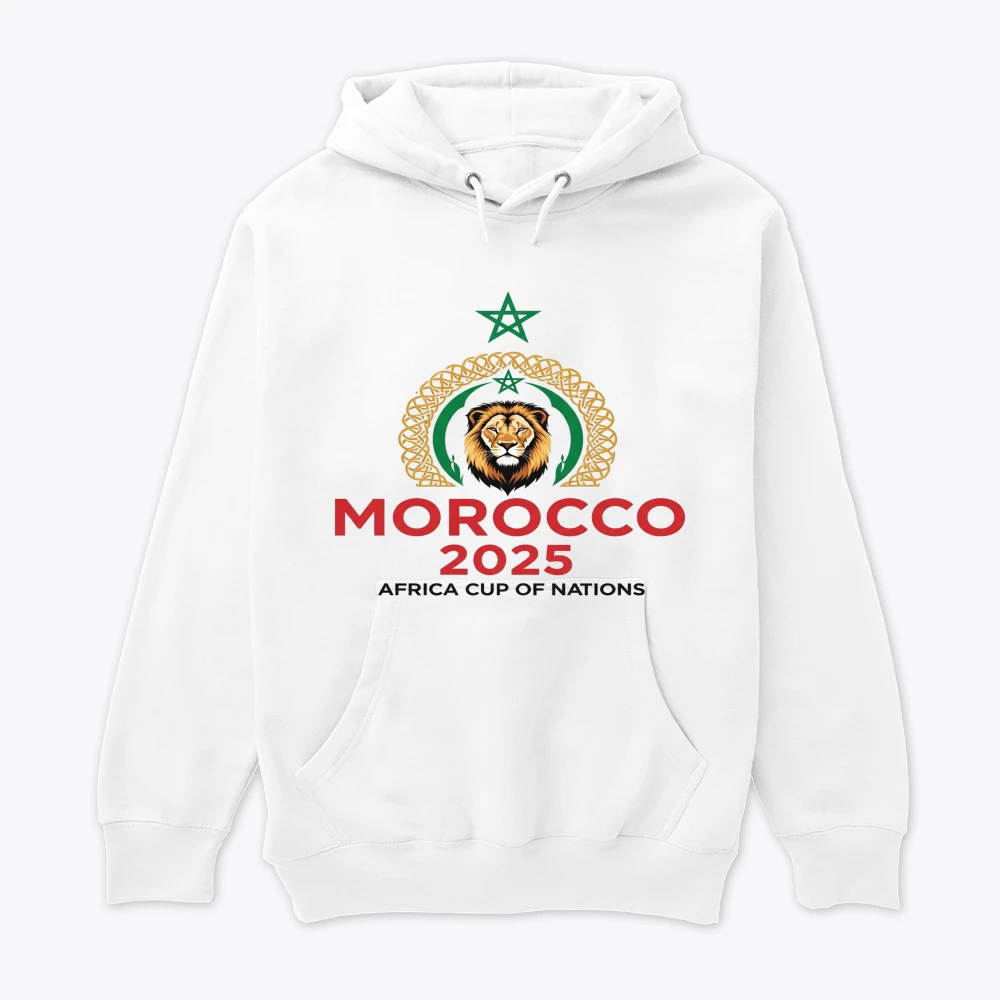 Sweat à capuche Atlas Lions, Coupe d'Afrique des Nations Maroc 2025 هودي أسود الأطلس كأس إفريقيا المغرب