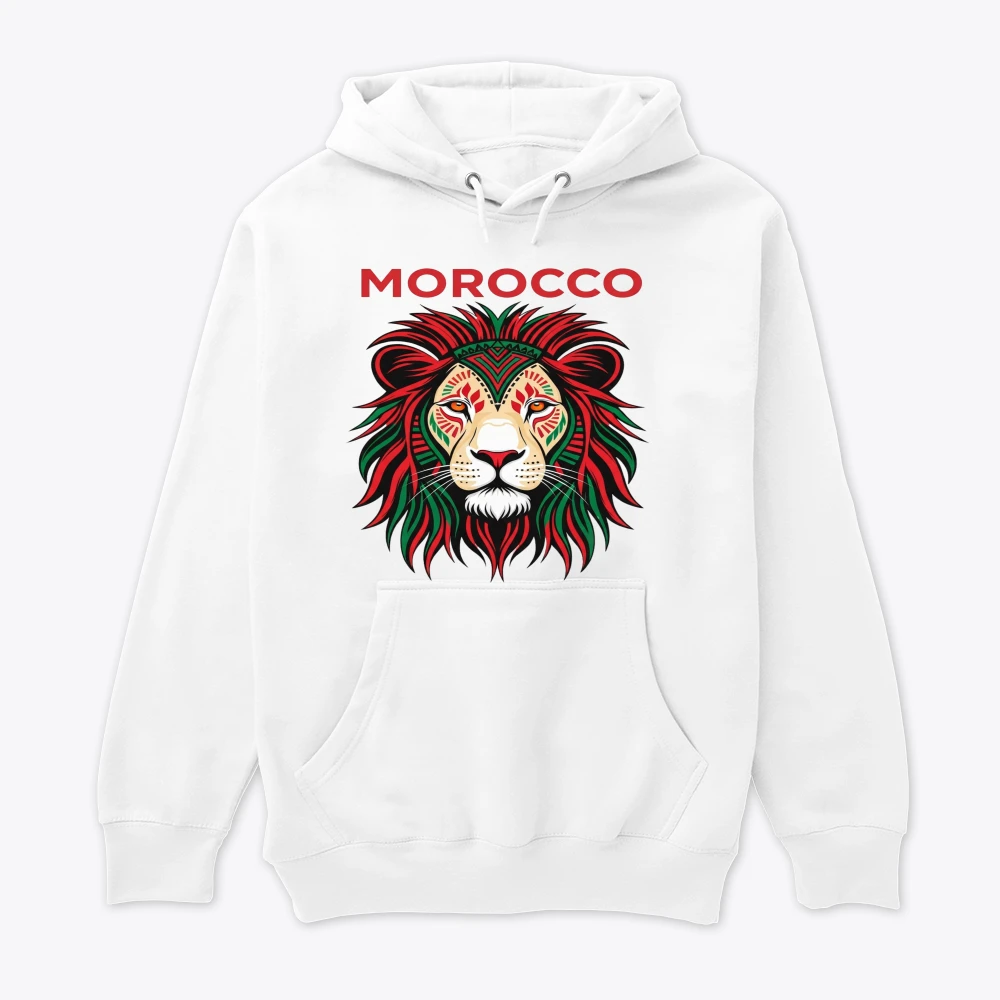 Sweat à capuche Maroc Coupe d'Afrique des Nations 2025 - Toujours le Maroc, les Lions  هودي كأس إفريقيا المغرب 2025 ديما مغرب أسود