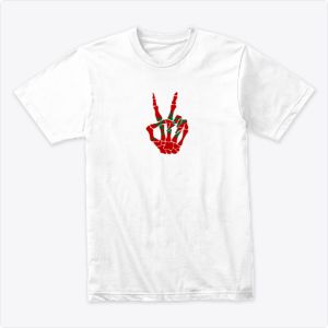 Skeleton Hand Peace Sign - Morocco Pride Tshirt