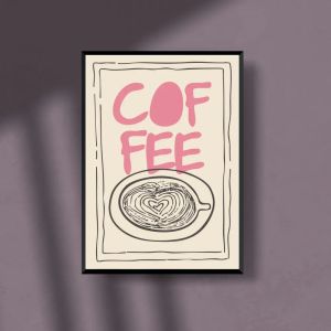 A3 Latte Art Coffee Poster, Hand Drawn Heart Cappuccino
