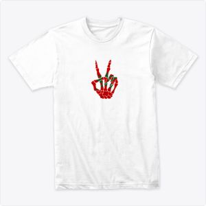 Skeleton Hand Peace Sign - Morocco Pride Tshirt