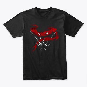 Red Ninja Spirit – Fiery Bandana & Twin Sai Weapon Design Tshirt