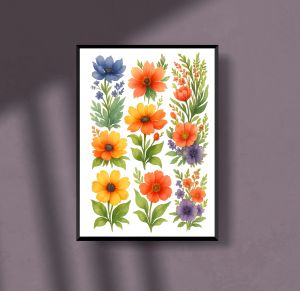 Watercolor Wildflower Bouquet Poster A4