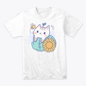 Sunflower Kitty in Overalls Tshirt