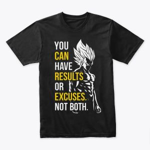 Results or Excuses – Saiyan Workout Motivation Tshirt