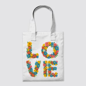 Floral LOVE Typography Art Tote Bag