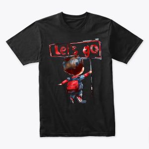Boy with Let's Go Sign