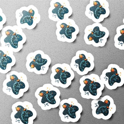 Sticker astronaute bleu et orange ( 35 pièces )