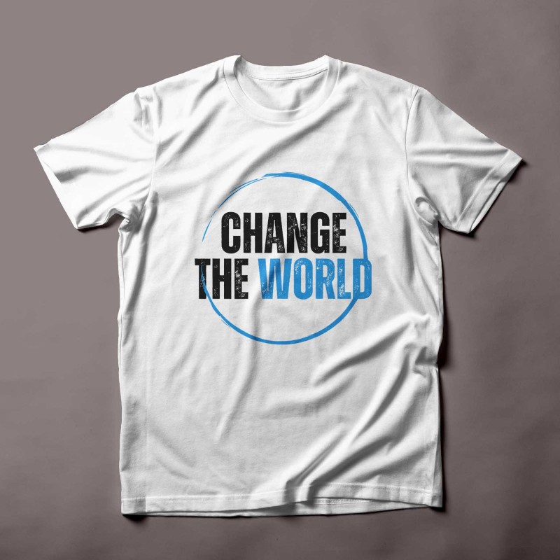 T-shirt Bleu avec Citation Motivation Environnementale et Typographique