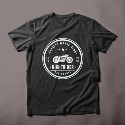 T-shirt Vintage Noir et Blanc du Club de Motocyclisme Classique
