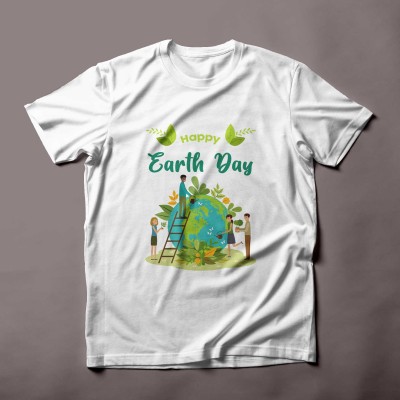 Green Yellow Cartoon Illustration Happy Earth Day T-Shirt