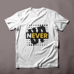 Black White Yellow Typography Never Give Up T-Shirt