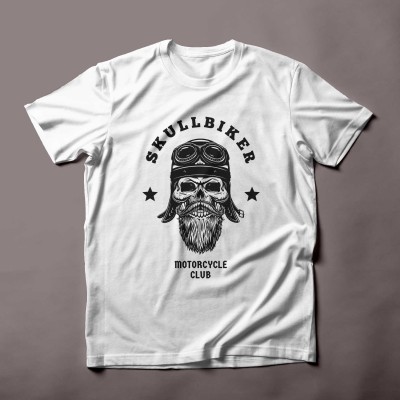 T-shirt du Club de Motards avec Illustration de Crâne Biker