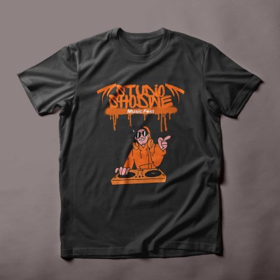 Orange Illustration Music Fest T-Shirt