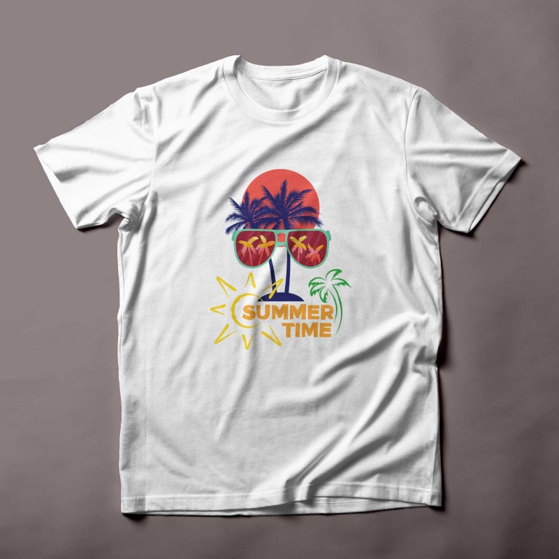Black Colorful Summer Time Holiday T-Shirt