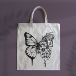Totebag butterfly and flowers